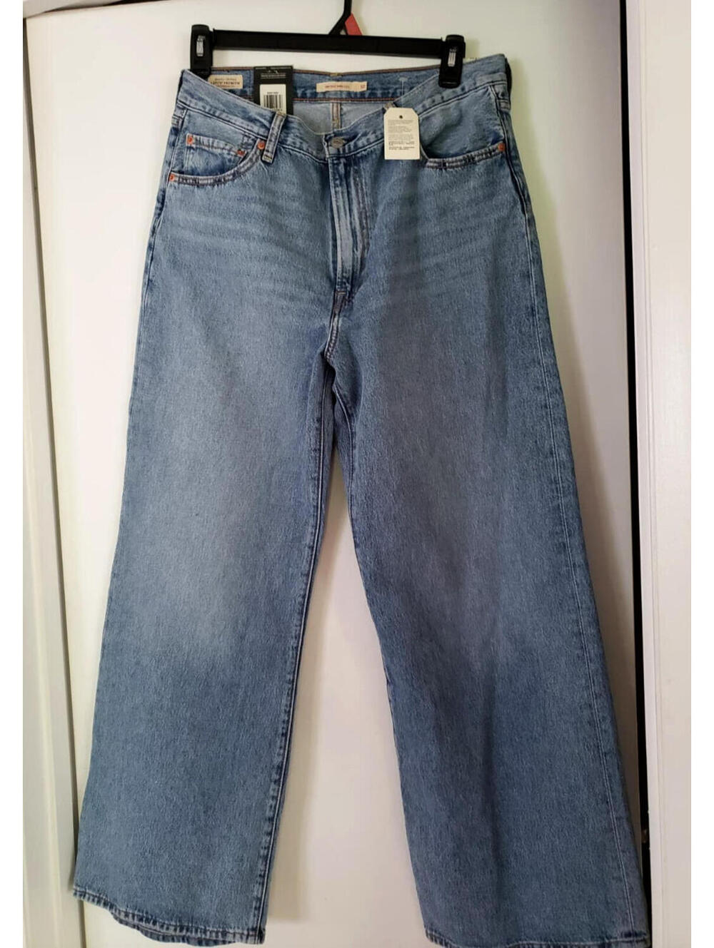 Levis Jeans 32x32 Ribcage Wide Leg Super High Rise Slim Medium Wash Denim NWT